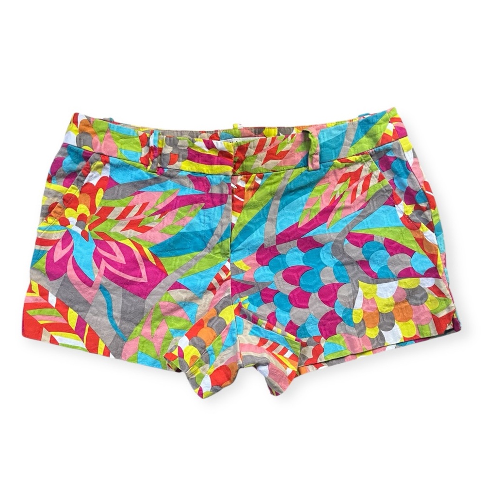 Trina Turk Multicolor Psychedelic Boho Tailored Cotton Shorts, sz 8